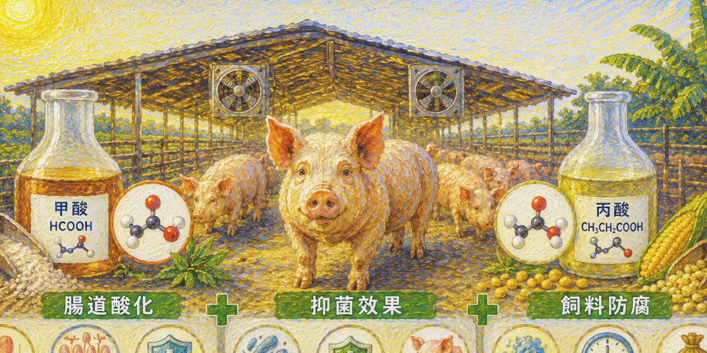 甲酸與丙酸在台灣夏季豬場的應用